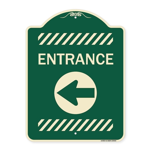Entrance Left Arrow Heavy-Gauge Aluminum Architectural Sign, 24" H, G-1824-23964